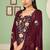 Wine georgette embroidered & sequins free size suit