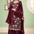 Wine georgette embroidered & sequins free size suit