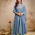 Sky blue silk blend embroidered   sequins free size suit