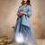 Sky blue silk blend embroidered   sequins free size suit