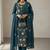 Teal blue georgette multi thread and sequins embroidery work free size suit
