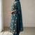 Teal blue georgette multi thread and sequins embroidery work free size suit