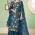 Teal blue georgette embroidered & sequins free size suit