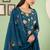 Teal blue georgette embroidered & sequins free size suit