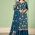 Teal blue georgette embroidered & sequins free size suit