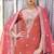 Orange silk blend embroidered free size suit