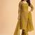Yellow georgette embroidered & sequins zari free size suit