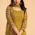 Yellow georgette embroidered & sequins zari free size suit