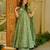 Green blended cotton printed free size suit