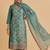 Sea green silk blend embroidered   multi thread and sequins work heavy floral motifs gold zari work free size suit