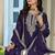 Purple fancy fabric embroidered free size suit