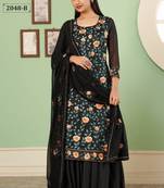 Black georgette embroidered & sequins free size suit