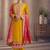 Mustard silk blend embroidery & sequins  free size suit