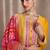 Mustard silk blend embroidery & sequins  free size suit