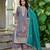 Blue shimmer embroidered free size suit