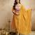 Mustard silk blend embroidered free size suit