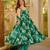 Green blended cotton printed free size suit