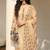 Cream blended cotton embroidered   sequins & printed dupatta free size suit