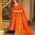 Orange blended cotton printed free size suit