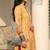 Orange blended cotton embroidered   sequins & printed dupatta free size suit