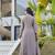 Cream silk blend embroidered   sequins free size suit