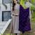 Cream silk blend embroidered   sequins free size suit