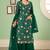 Green georgette embroidered & sequins free size suit