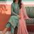 Pink silk blend embroidered   thread work & sequins free size suit