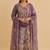 Purple silk blend embroidered   multi thread and sequins work heavy floral motifs gold zari work free size suit