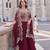 Maroon silk blend embroidery & sequins free size suit