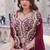 Maroon silk blend embroidery & sequins free size suit