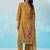 Mustard fancy fabric thread and sequins embroidery free size suit