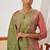 Green fancy fabric exquisite cut paste embroidery & sequin free size suit