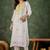 White silk blend thraed embroidered free size suit