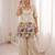 Beige tissue embroidered free size suit