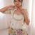Beige tissue embroidered free size suit