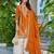 Orange fancy fabric embroidered free size suit