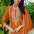 Orange fancy fabric embroidered free size suit