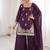 Purple silk blend embroidered free size suit