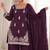Purple silk blend embroidered free size suit