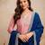 Pink silk blend embroidered   sequins free size suit