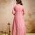 Pink silk blend embroidered   sequins free size suit