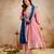 Pink silk blend embroidered   sequins free size suit