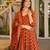 Orange cotton silk digital print free size suit