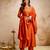 Orange silk blend embroidered   sequins free size suit