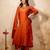 Orange silk blend embroidered   sequins free size suit