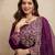 Purple silk blend embroidered free size suit