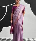 lavender cotton blend woven pallu casul wear saree