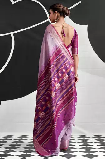 lavender cotton blend woven pallu casul wear saree