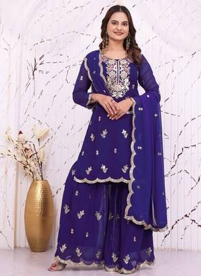 Designer sharara suit with sequence and embroidered work 1